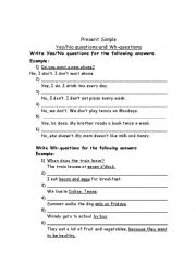 English Worksheet: Present Simple Questions