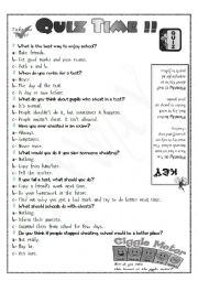 English Worksheet: A quiz about school and cheating