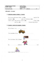 English Worksheet: 7th form mid term test