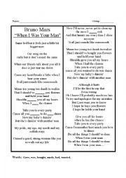 English Worksheet: When I was your man