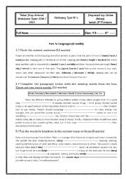 English Worksheet: Ordinary Test