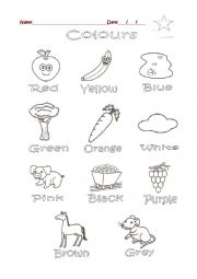 English Worksheet: Colours