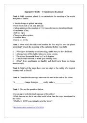 English Worksheet: Superpower Bloke - 5 ways to save the planet