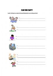 English Worksheet: Can or Cant