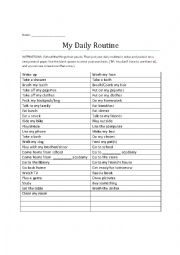 English Worksheet: My Daily Routine