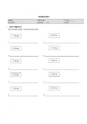 English Worksheet: What time is it?