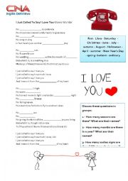 English Worksheet: I just called to say I love you