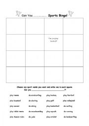 Can you play .......... /do.......... Sports Bingo