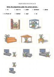 English Worksheet: Prepositions of Place