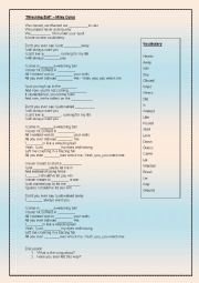 English Worksheet: 01 Top of the Pops (Song Lyrics) Miley Cyrus, Wrecking Ball. Listening Comprehension and Vocabulary