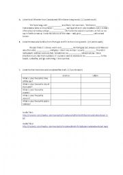 English Worksheet: Listening fill in the gaps and comprehension exercise
