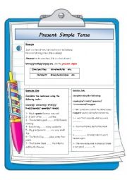 English Worksheet: Present Simple Tense - Example & Exercises