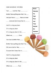 English Worksheet: Ice cream song - Sarah Mclachlan