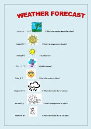 English Worksheet: WEATHER FORECST