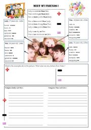 English Worksheet: Meet my friends! Comparative form.