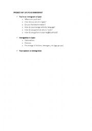 English Worksheet: PROJECT: IMMIGRATION IN OUR COUNTRY