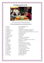 English Worksheet: Thanksgiving with Friends