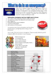 English Worksheet: What to do in an emergency