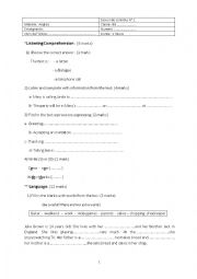 English Worksheet: Mid- Term Test N1