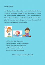 English Worksheet: Claires week