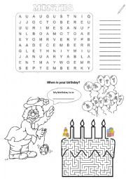 English Worksheet: Months, Birthdays and Seasons