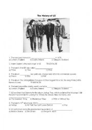 The History of U2 Worksheet