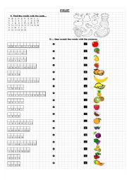 English Worksheet: fruit