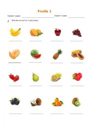 English Worksheet: Fruits