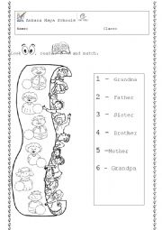 English Worksheet: Family members (matching activity)