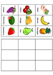 English Worksheet: Bingo (fruits)
