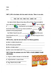 English Worksheet: this is, these are, toys, reading text