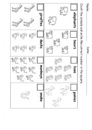 English Worksheet: Counting animals