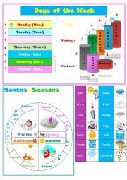 English Worksheet: Days-Months-Seasons-Weather