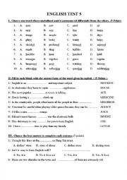 English Worksheet: English test grade 7