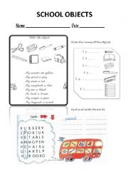 English Worksheet: School Objects