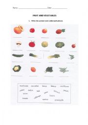 English Worksheet: Fruit and vegetables 