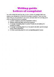 English Worksheet: writing guide- letters of complaint