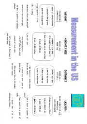 English Worksheet: Measurement in the US