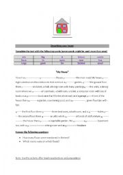 English Worksheet: Describing a house