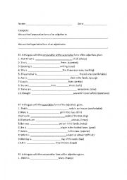 English Worksheet: Comparatives and Superlatives