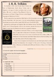 English Worksheet: J. R. R. Tolkien - Biography - Simple Past
