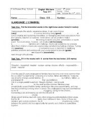 English Worksheet: Grade nine  mid-term test n1 , Tunisian textbooks 