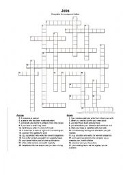 English Worksheet: Jobs crossword puzzle