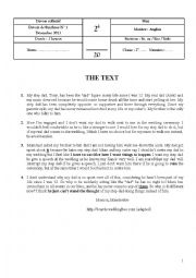 English Worksheet: full term test n 1 for 2nd formers 