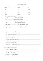 English Worksheet: simple past tense