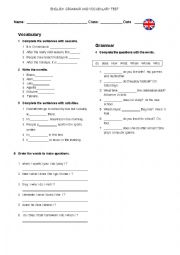 English Worksheet: grammar and vocabulary test
