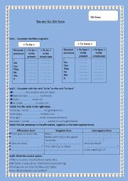 English Worksheet: Review activities for 8th form module 1