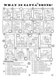 English Worksheet: What is Santa doing?