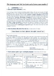 English Worksheet: 3 rd level art end of term exam number 3 ( language part )