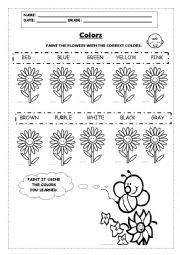 English Worksheet: Colors and Flowers